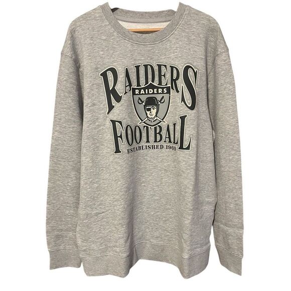 Fanatics Raiders Football Crewneck Gray Sweatshirt Sz 2XL - Picture 1 of 6